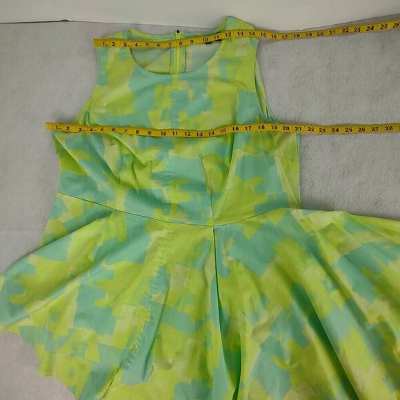 Lane Bryant Plus Size 16 Hi-Low Sleeveless Dress Green Blue Abstract Cotton - Picture 9 of 13